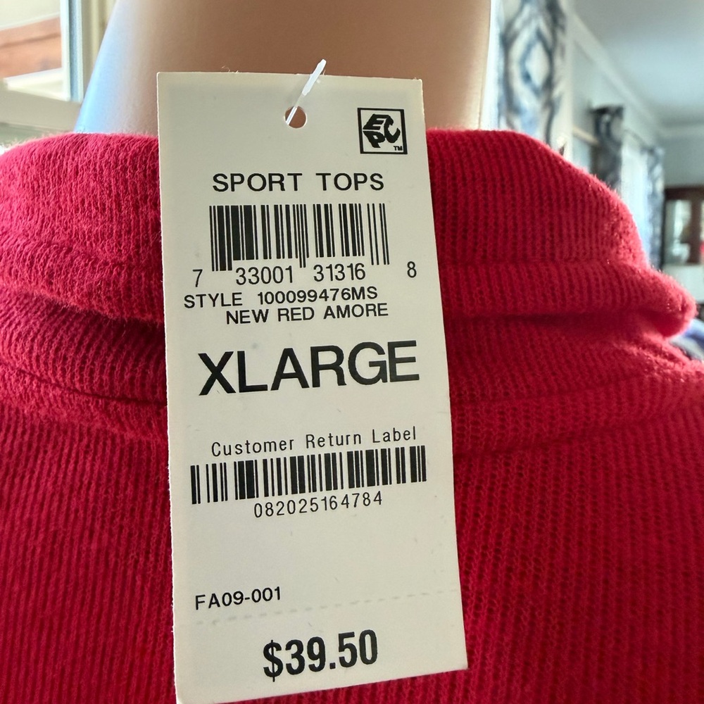 Karen Scott Petite XL Red Quarter Zip Mock Neck Cotton Knit Top NWT - Picture 11 of 11